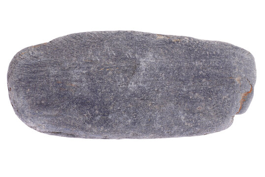 Grey gray flat round stone in PNG isolated on transparent background