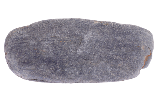 Grey gray flat round stone in PNG isolated on transparent background