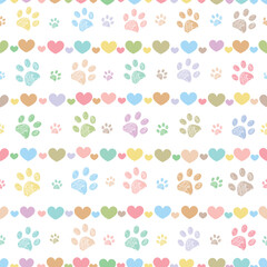 Colorful paw prints seamless fabric design pattern - 767376456