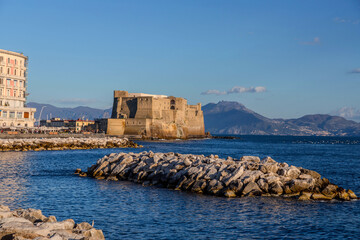 Castel dell'Ovo, lietrally, the Egg Castle is a seafront castle in Naples, Italy - 767377014