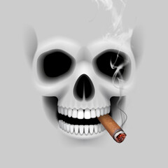Funny design of skull with cigar.