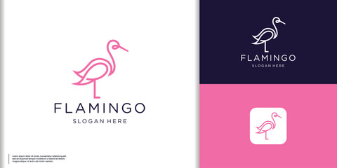 Fototapeta na wymiar minimalist flamingo simple modern logo design inspiration