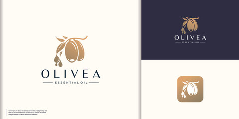 vintage olive oil branch logo and gradient color branding inspiration.