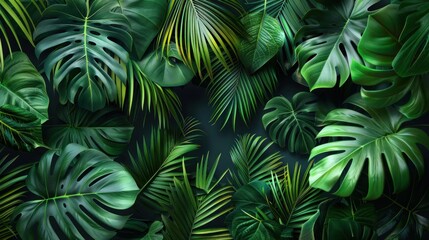 Tropical Foliage Paradise: A Lush Green Jungle Leaf Garden Background