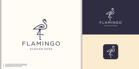 monoline flamingo logo. geometry line flamingo inspiration. minimalist simple flamingo design