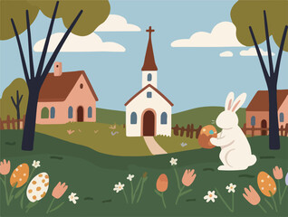 Obraz na płótnie Canvas Easter Delights. Flat Vector Illustration Design for Celebrating Easter Day.