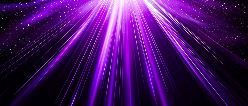 Illuminate your design with vibrant purple neon rays and stars on black. Exclusive ultra-wide gradient backdrop perfect for diverse projects. Premium quality for design, banners, wallpapers, templates