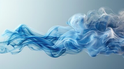 Blue Smoke Effect On White Background With Copy Space, Ideal For Creative Projects And Designs