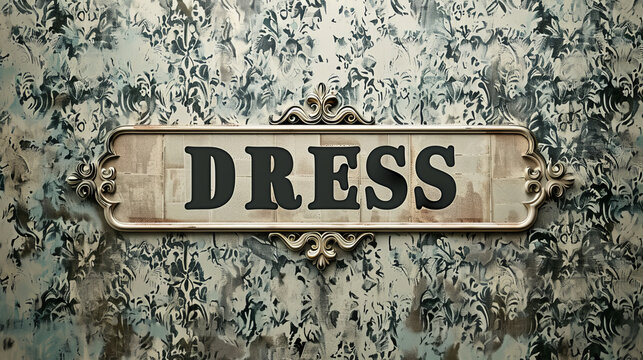 A word, "DRESS", stands out on a plain background in this image.