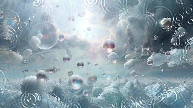 fundo ilustrativo nuvens e bolhas 