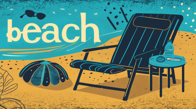 A beach-themed word is displayed on a solid colored background in the image, adding a playful touch to the design.