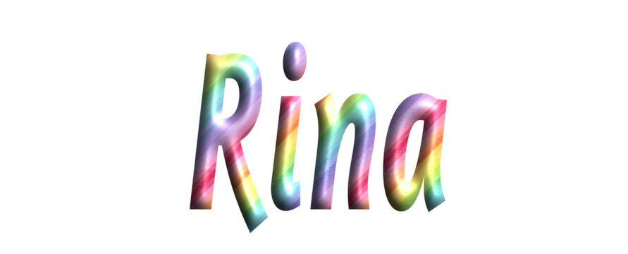Rina - Rainbow - name - three-dimensional effect tubular writing - Vector graphics - Word for greetings, banners, card, prints, cricut, silhouette, sublimation
