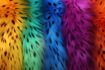 Rainbow Leopard Skin Fur Texture, Rainbow Leopard Fur Background, Fluffy Leopard Skin Fur Texture, Leopard Skin Fur Pattern, Animal Skin Fur Texture, AI Generative