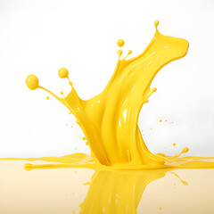 Yellow spill with white background, yellow spill, spill of yellow color