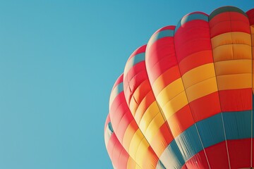Hot air balloon in blue sky, closeup