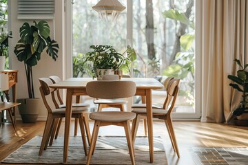 Modern scandinavian interior of dining room