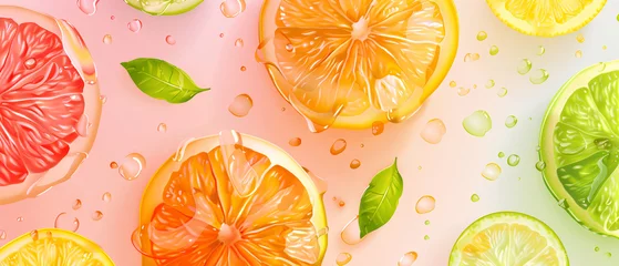 Foto op Plexiglas Isolated vibrant slices of orange, lime, and grapefruit on a white background, bursting with freshness. © Serjio