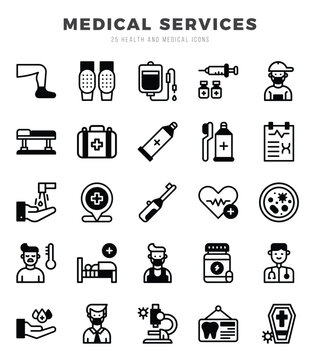 MEDICAL SERVICES icons set. Collection of simple Lineal Fill web icons.