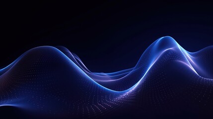 Abstract digital particles with wave lines background. Energy flow and information technology concept.