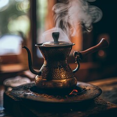 Traditional metal kettle for tea or coffee, Turkish, Arabic