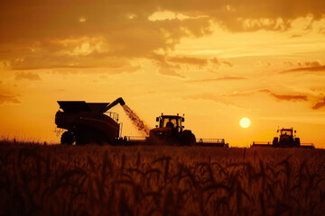Harvest Silhouette at Sunset