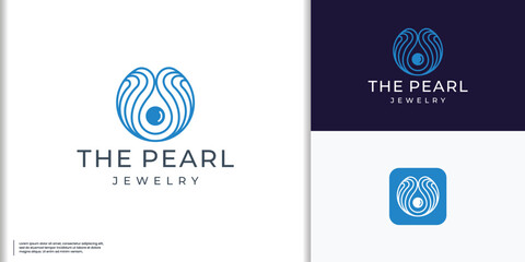 pearl shell logo template with luxury and elegant shape concept. - obrazy, fototapety, plakaty