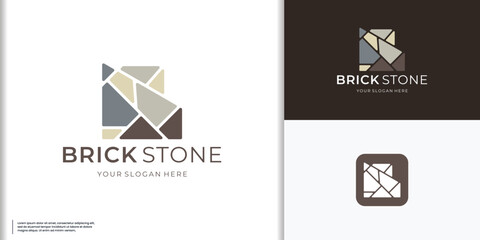 Brick Stone architecture logo icon vector template