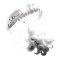 Jellyfish halftone isolated, black silhouette on a transparent background for printing, stencil..Vector drawing