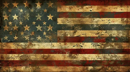 Fotobehang Vintage Rustic American Flag Wall Art  © Rafiqul