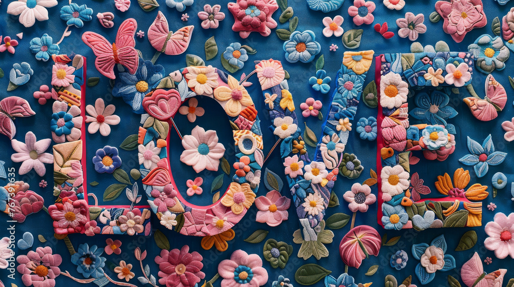 Aufkleber the word 'love' stands out on a colorful background in the digital image, catching the viewer's atte