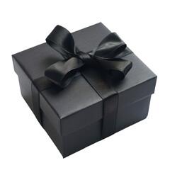 Black gift box isolated on transparent background