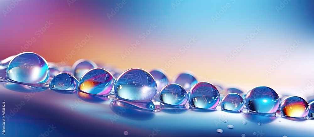 Aufkleber capture a detailed image showcasing a cluster of liquid droplets resting on a solid area