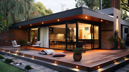 Modern House With Deck and Lights