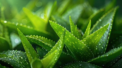 Freshly Cut Aloe Vera Leaves - Natural Healing and Skincare Remedy - obrazy, fototapety, plakaty