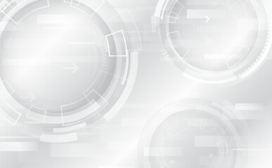 Obraz premium Abstract hi tech communication for presentation or banner. Sci-fi gray background with various technology elements. Science concept, circles with shadows and lines.