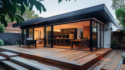 Modern House Featuring Deck and Patio