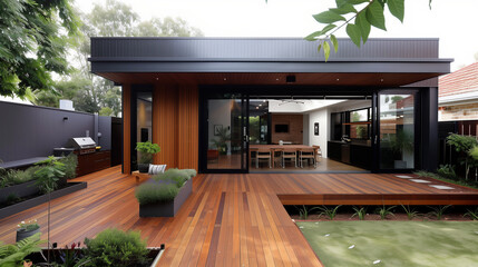 Modern House With Wooden Deck and Patio