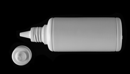  White plastic bottle isolated on black - 767396097