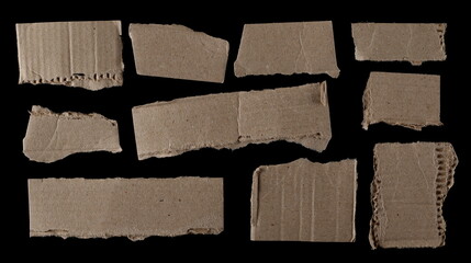 Cardboard scraps isolated on black background and texture
- 767396238