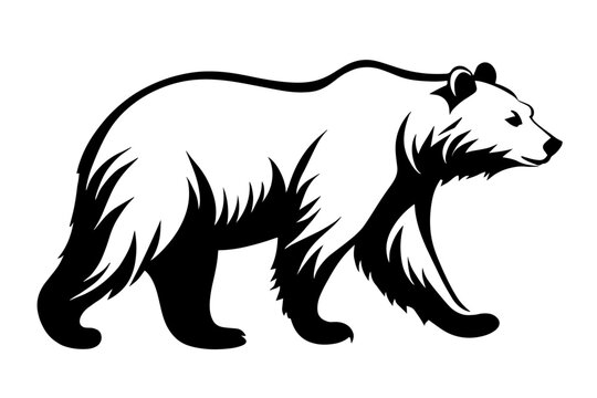 Bear wild animal silhouettes on the white background. Grizzly bear, polar bear, California bear silhouette, vector icon for animal wildlife apps and websites