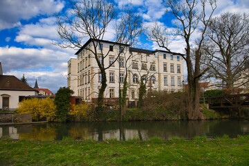 Schloss Lützschena am Fluss Weiße Elster, Leipzig Lützschena, Sachsen, Deutschland
