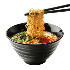 Bowl of ramen noodles isolated on transparent background