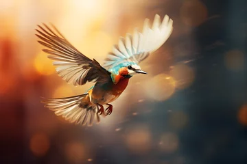 Foto op Plexiglas Flying Bird with motion blurred background, flying bird, bird in the air, flying bird © MrJeans