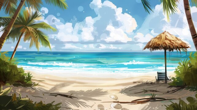 Capture the tranquility of a serene beach getaway in your illustration