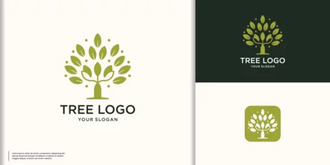Fotobehang Tree Garden Forest Logo Luxury style. Wood Organic Eco symbol Logotype simple icon. © ulhaq_std