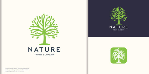 Creative Tree logo design. Garden plant natural symbols template. Vector illustration. - obrazy, fototapety, plakaty
