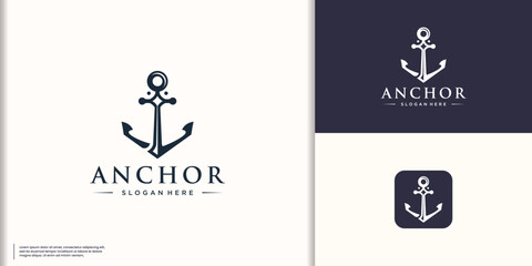 inspiration anchor logo design template vector. vintage retro anchor symbol illustration.