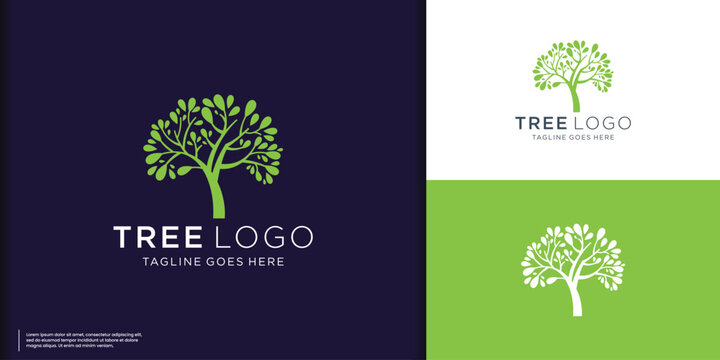tree logo design template. inspiration tree plant vector with gradient color modern branding.