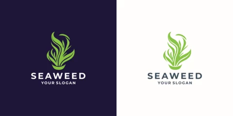 Fotobehang Seaweed Logo, Underwater Plant Vector, Simple Leaf Design, Illustration Template Symbol Icon © ulhaq_std