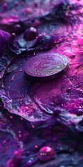 Obraz na płótnie Canvas Vibrant Purple Bitcoin Concept Art with Textured Background